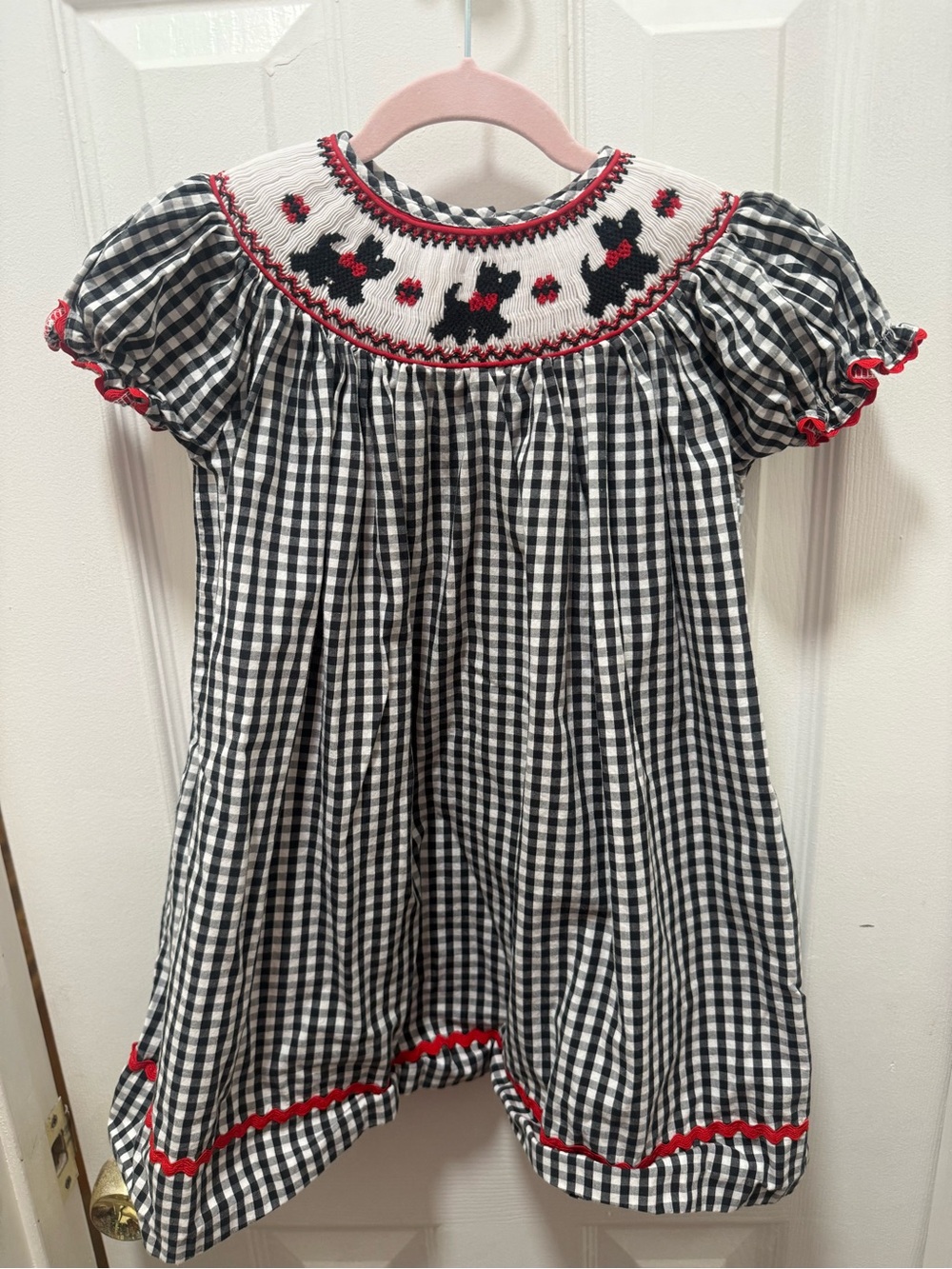 marmellata Black & White Gingham Dress with Red Trim